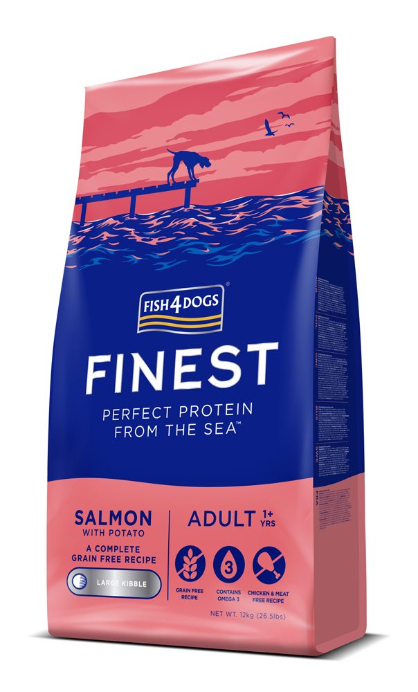 FISH4DOGS Granule veľké pre dospelých psov Finest losos so zemiakmi 12kg, 1+ – Obrázok 3