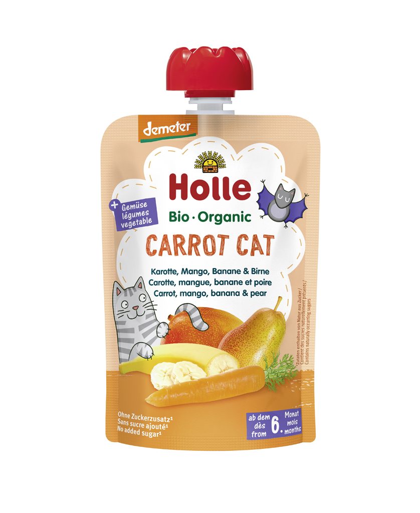 HOLLE Bio-Organic Carrot Cat pyré mrkva mango banán hruška 100 g (6m+)