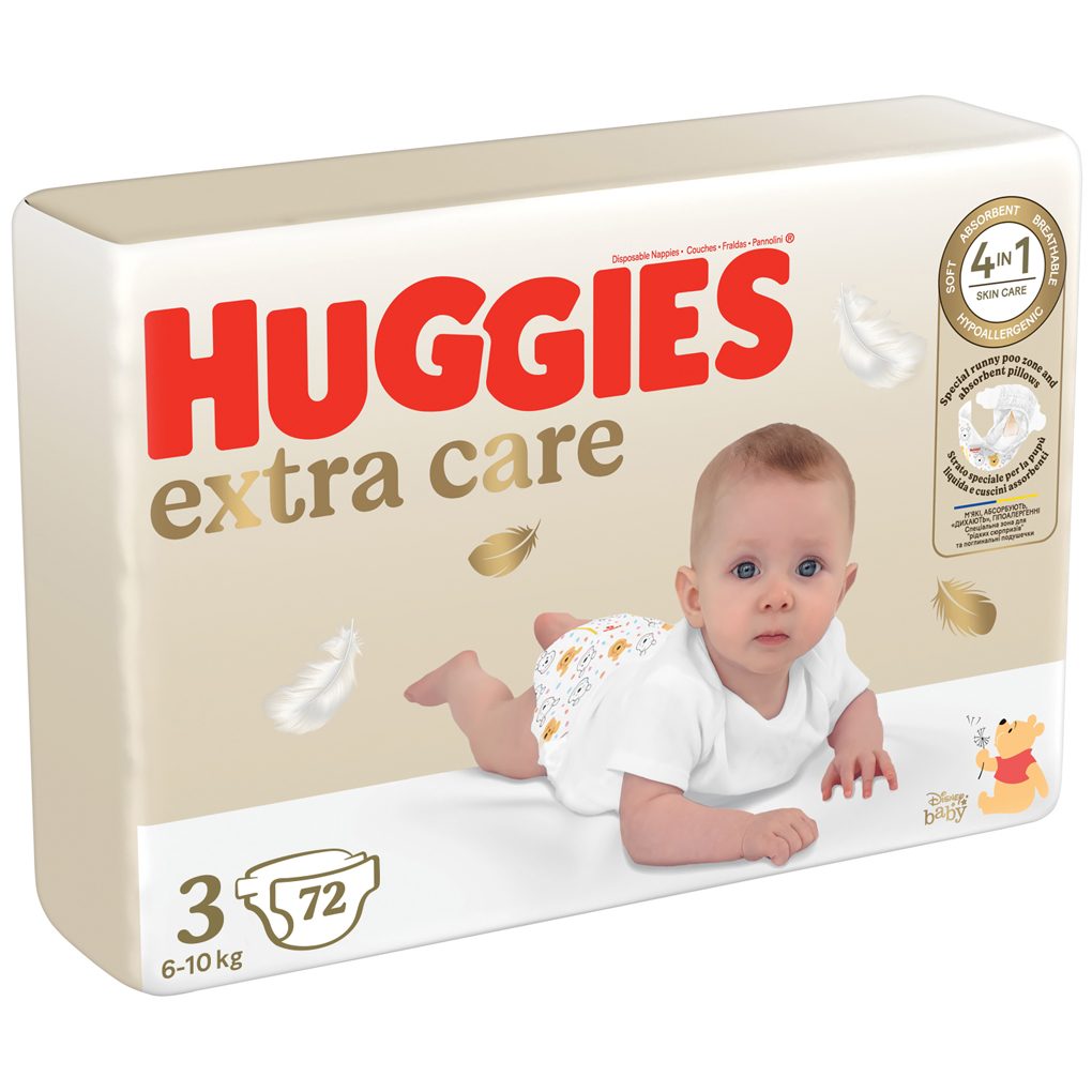 HUGGIES® Extra Care plienky jednorazové 3 (6-10 kg) 72 ks – Obrázok 3