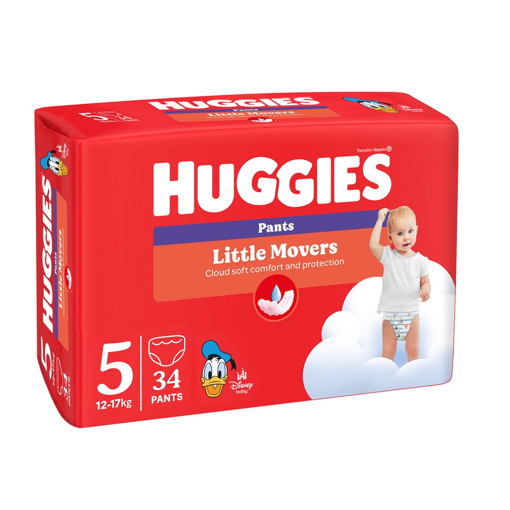 HUGGIES® Nohavičky plienkové Little Movers Pants 5 (12-17 kg), 34 ks – Obrázok 3