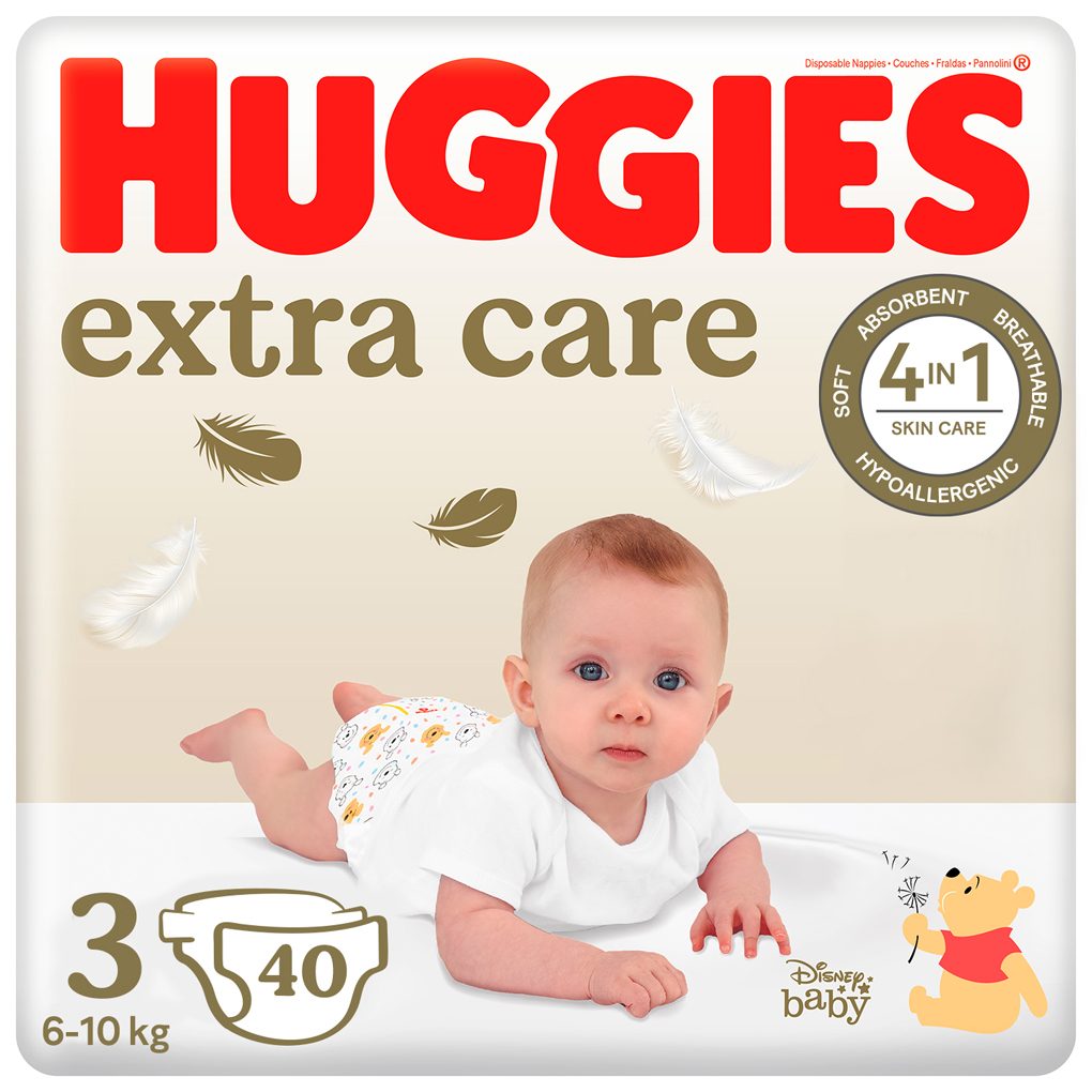 HUGGIES® Plienky jednorázové Extra Care 3 (6-10 kg) 40 ks – Obrázok 2