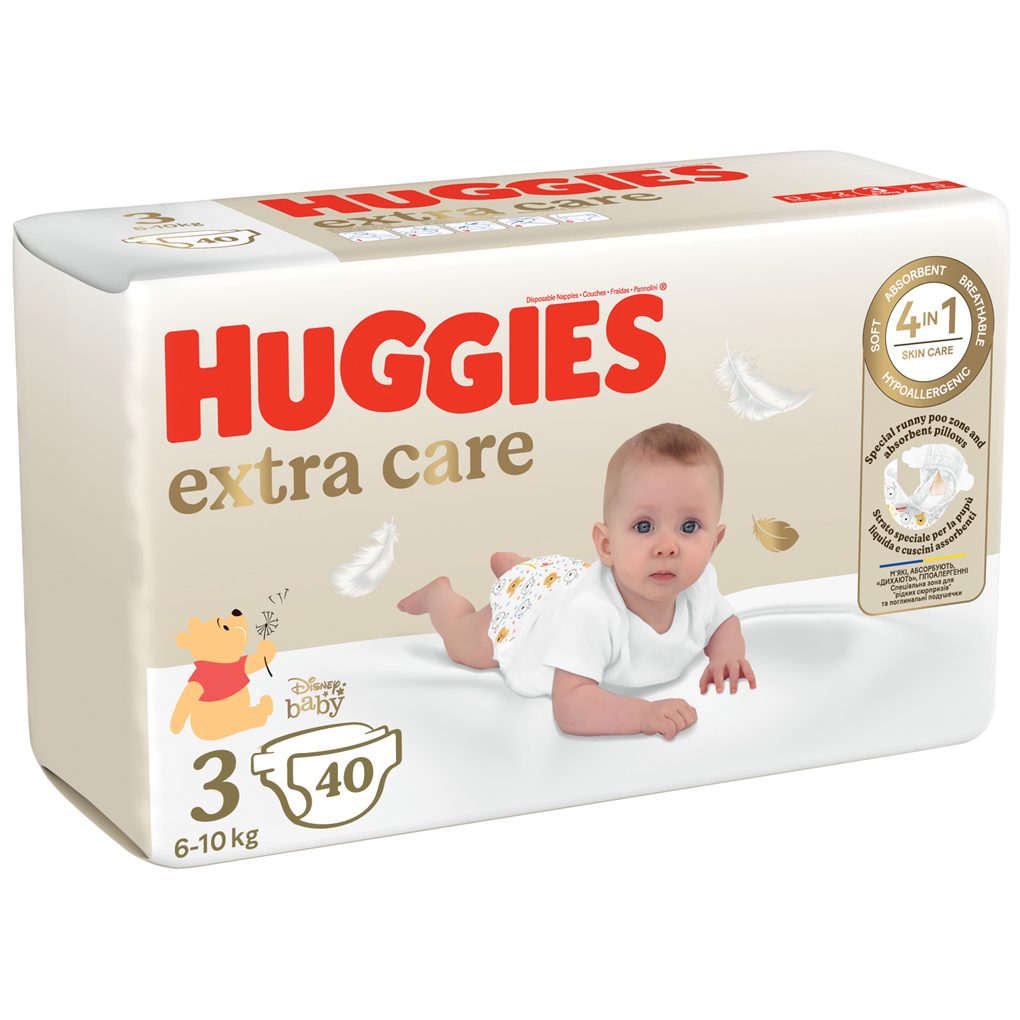 HUGGIES® Plienky jednorázové Extra Care 3 (6-10 kg) 40 ks – Obrázok 3