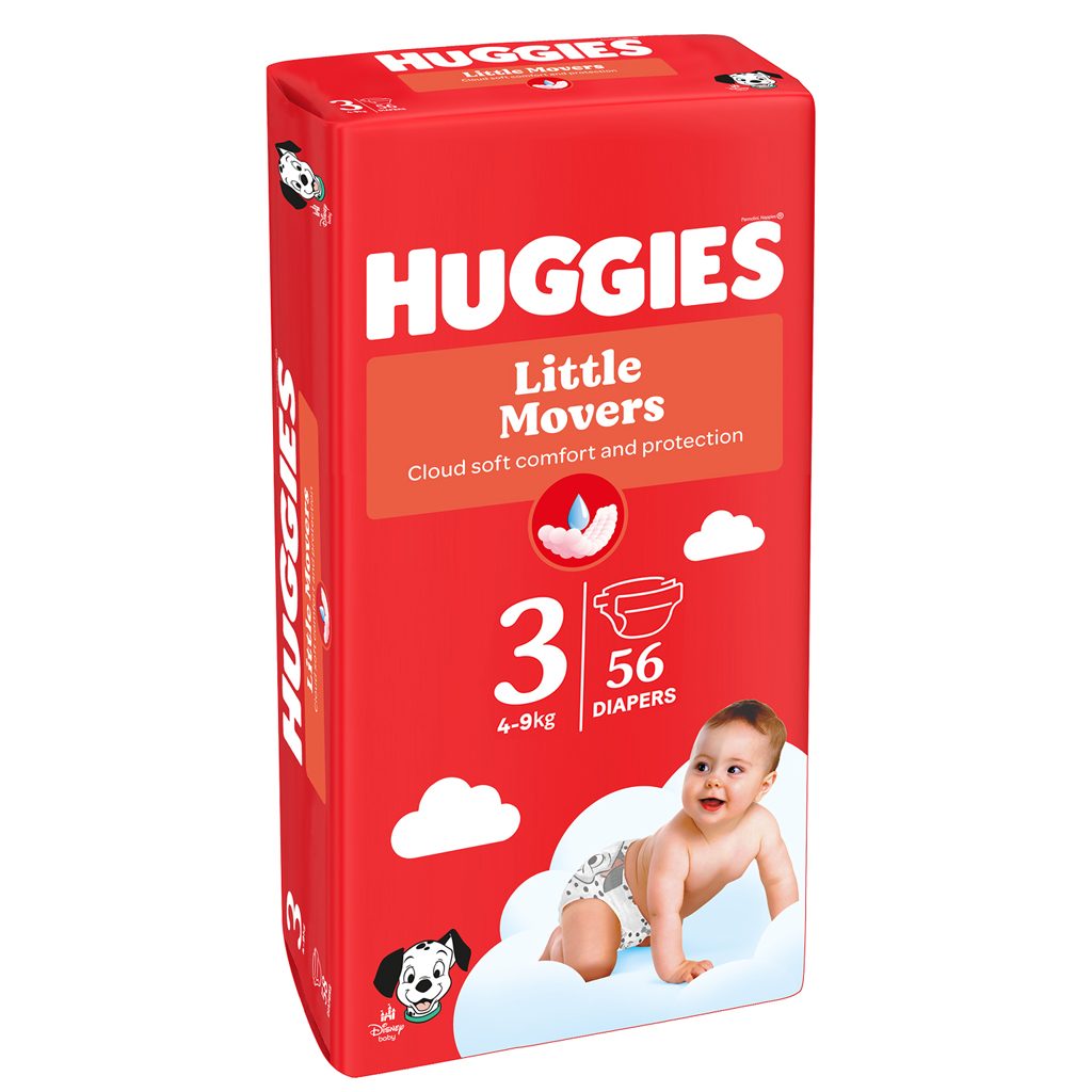 HUGGIES® Plienky jednorazové Little Movers 3 (4-9 kg) 56 ks – Obrázok 3