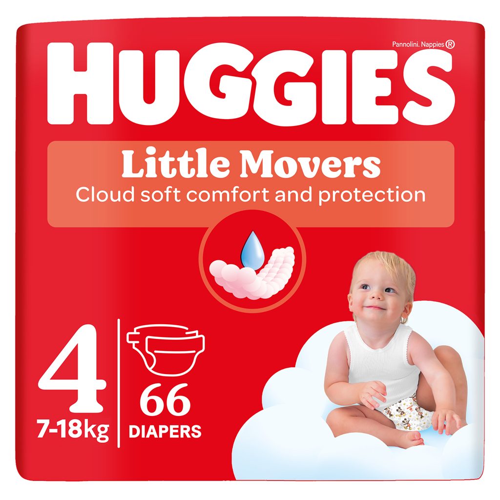 HUGGIES® Plienky jednorázové Little Movers 4 (7-18 kg) 66 ks