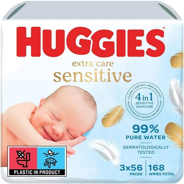 HUGGIES® Obrúsky vlhčené Extra Care Triplo 56x3 ks – Obrázok 2
