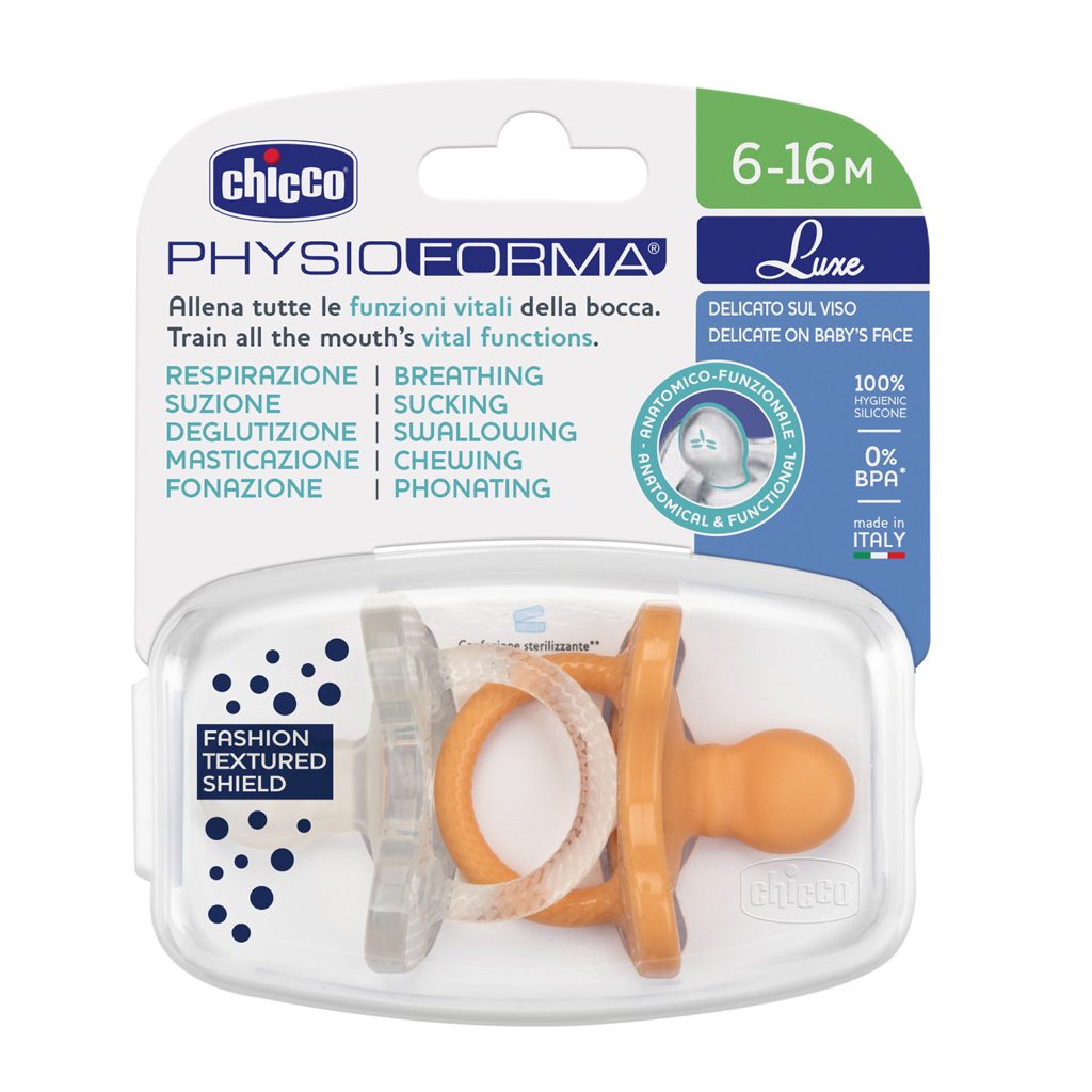 CHICCO Cumlík Physio Luxe orange/gray 6-16m, 2ks – Obrázok 6