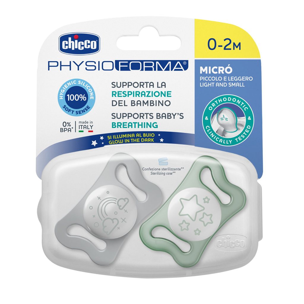 CHICCO Cumlík Physio Micro silikónový 0-2m nočný 2 ks – Obrázok 3