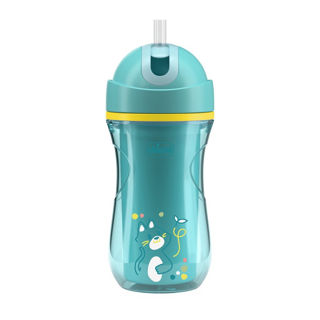 CHICCO Hrnček Sport so slamkou teal, 14m+