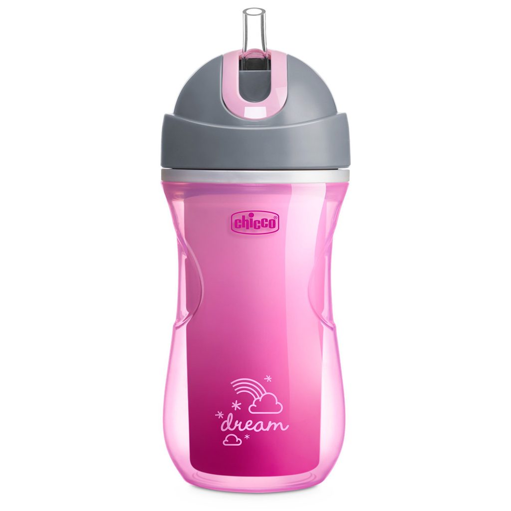 CHICCO Hrnček Sport termo so slamkou 266 ml ružový 14m+