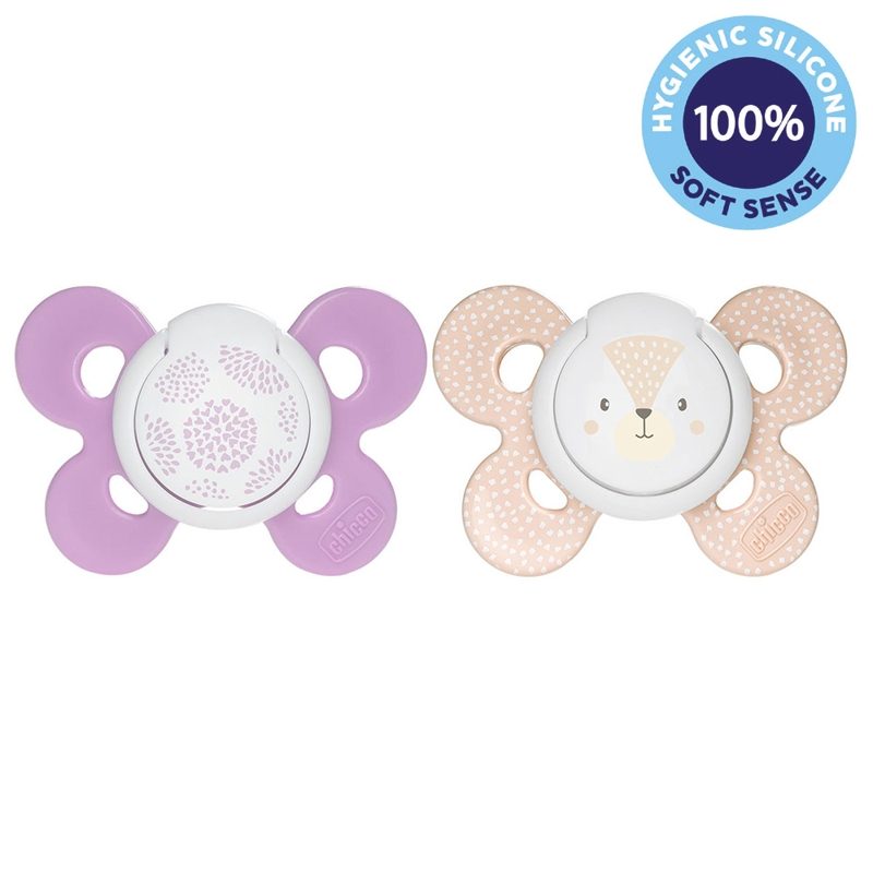 CHICCO Cumlík Physio Comfort silikónový 6-16m dievča - bodky/líška 2 ks – Obrázok 2