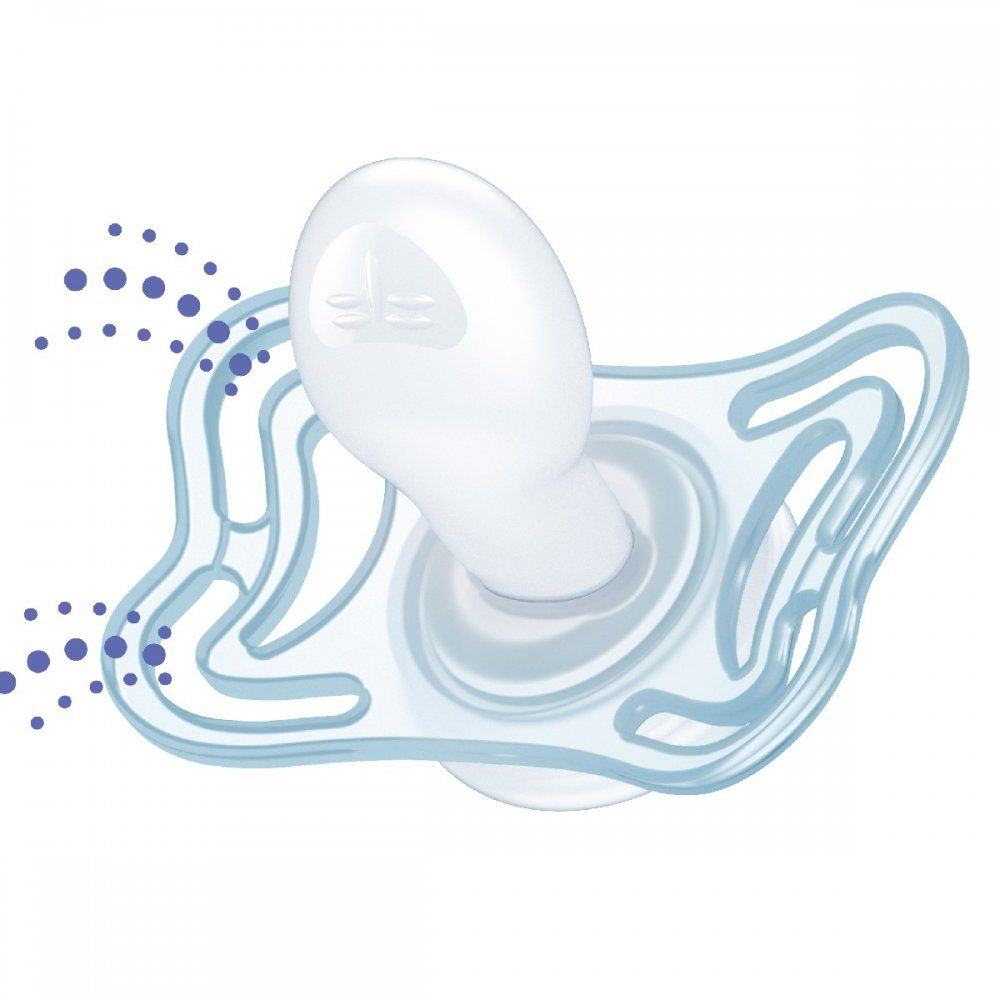 CHICCO Cumlík Physio Light silikónový 6-16m chlapec - prúžok/hviezdy 2 ks – Obrázok 3