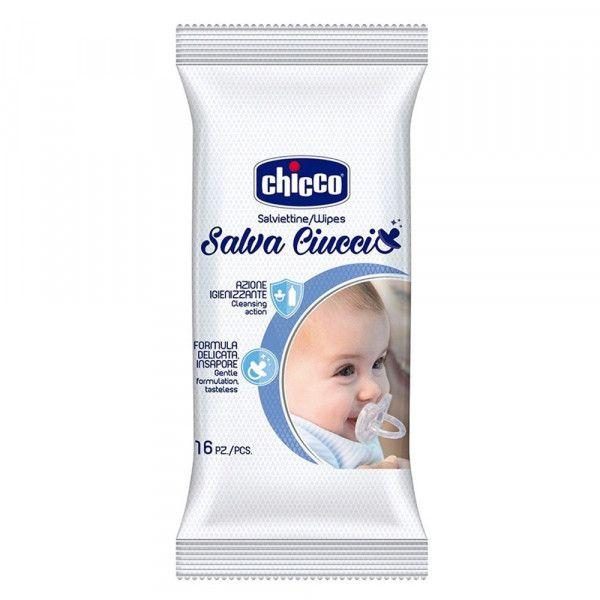 CHICCO Obrúsky vlhčené na cumlík 16 ks + AQUAINT 500 ml – Obrázok 2