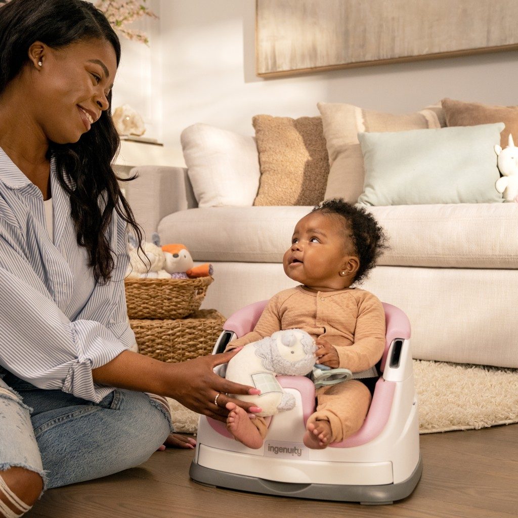 INGENUITY Podsedák na stoličku 2v1 Baby Base™ Peony 6m+ do 22kg – Obrázok 10