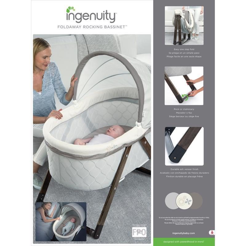 INGENUITY Postieľka hojdacia skladacia drevená Carrington 0m+ do 7 kg, 2018 – Obrázok 14