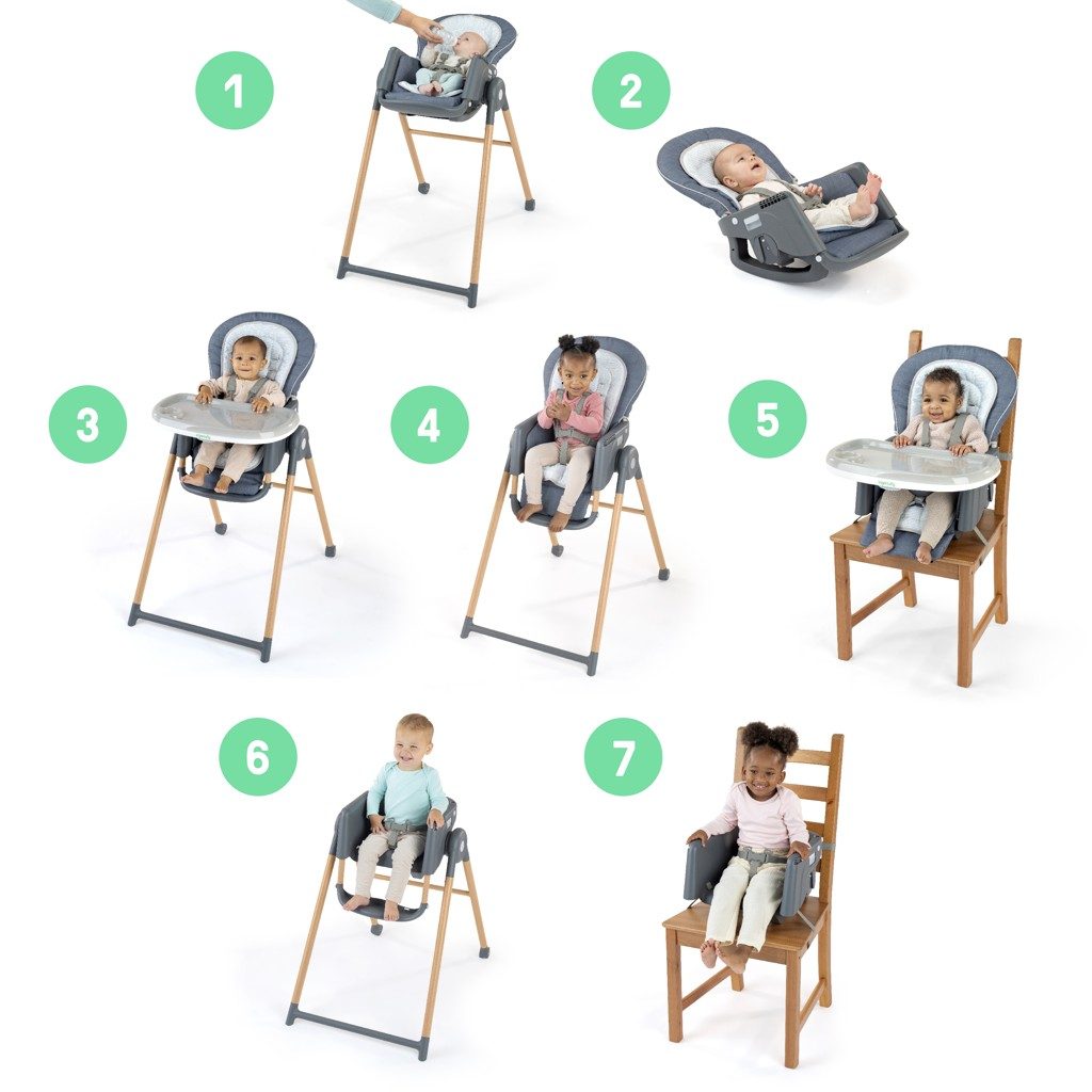 INGENUITY Stolička jedálenská Deluxe 7v1 Proper Positioner™ Chambray 0m+ do 23 kg – Obrázok 27