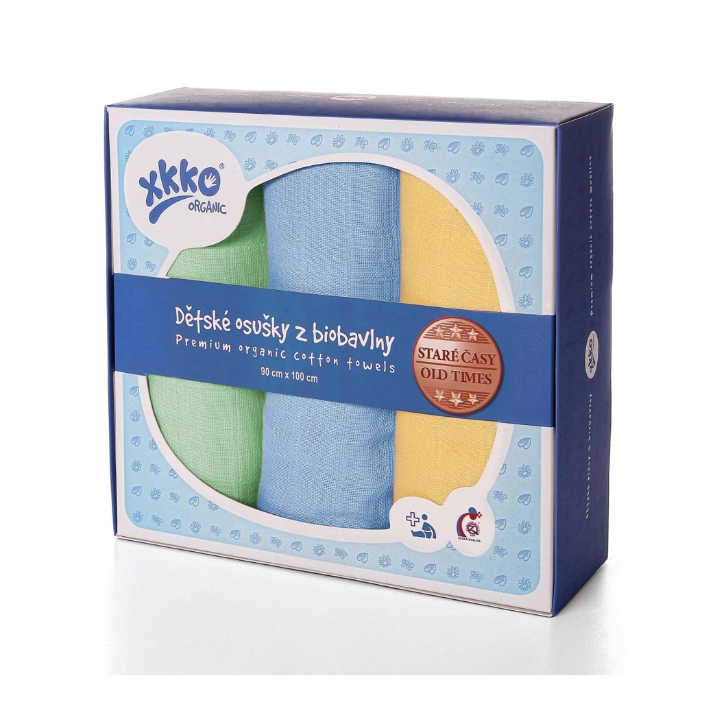 KIKKO Osušky / plienky detské z biobavlny Staré časy 90x100 (3 ks) – pastels, pre chlapcov – Obrázok 2
