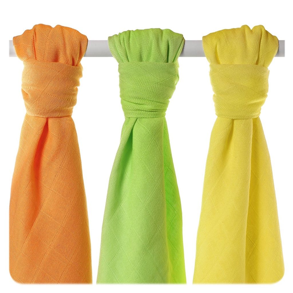 KIKKO Plienky bambusvé Colours 70x70 (3 ks) – lime, lemon, orange – Obrázok 2