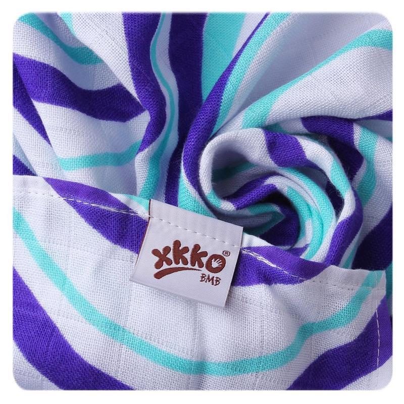 KIKKO Plienky bambusové Hearts&Waves 70x70 cm, ocean blue 3 ks – Obrázok 5