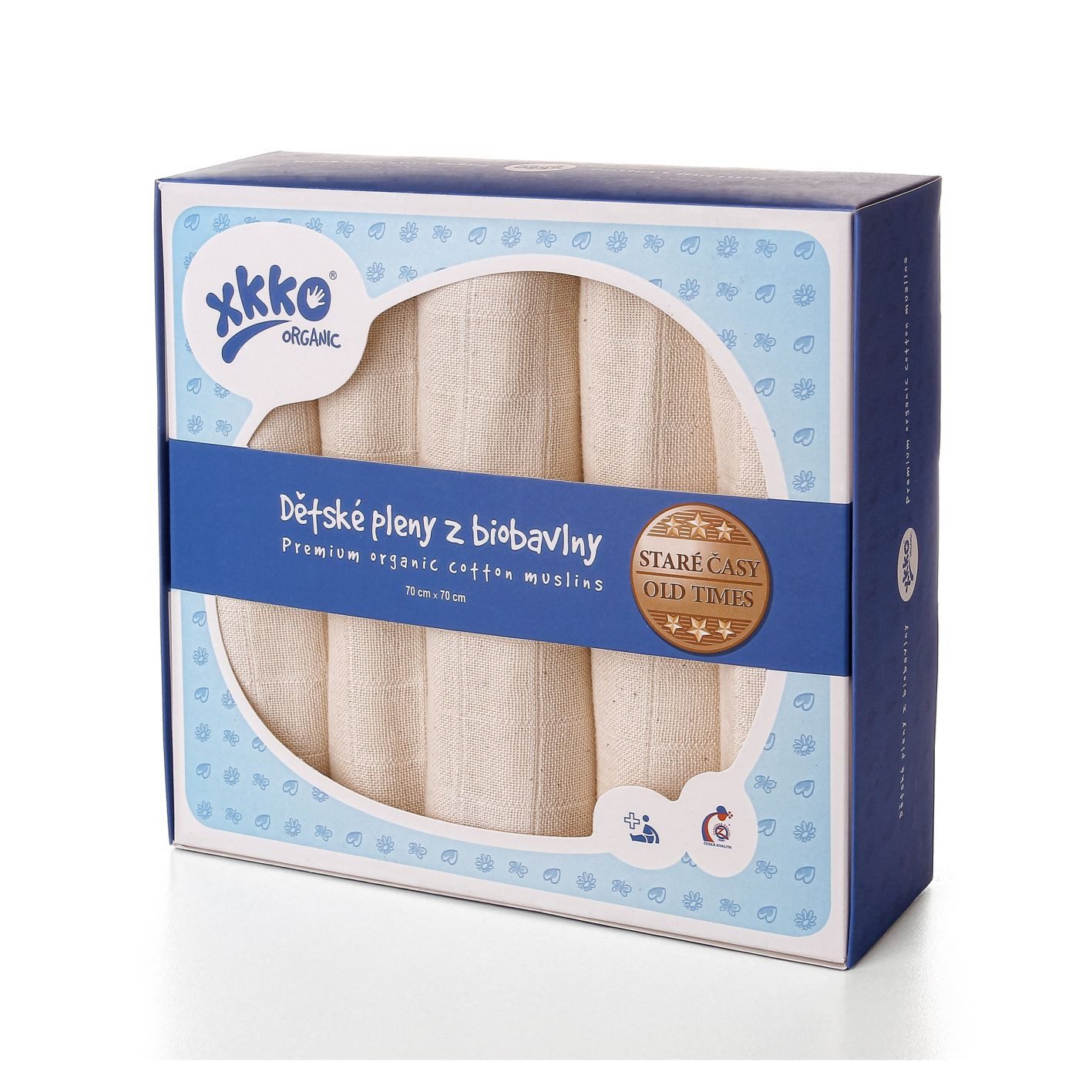 KIKKO Plienky detské z biobavlny Staré časy 70x70 (5 ks) – natural – Obrázok 2