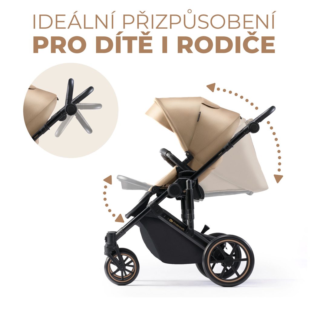 KINDERKRAFT Kočík kombinovaný 2v1 Prime 2 Beige – Obrázok 7
