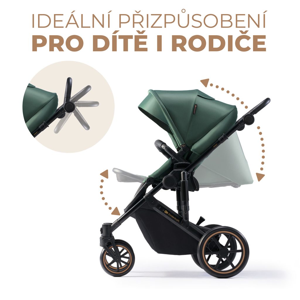 KINDERKRAFT Kočík kombinovaný 2v1 Prime 2 Green – Obrázok 7