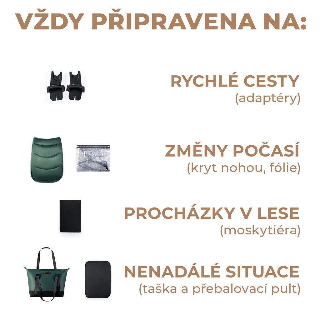 KINDERKRAFT Kočík kombinovaný 2v1 Prime 2 Green – Obrázok 9