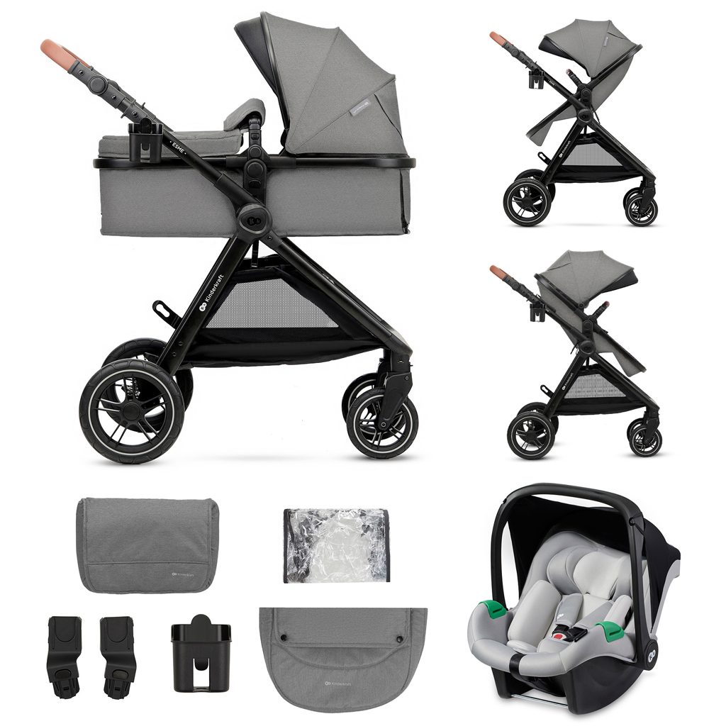 KINDERKRAFT Kočík kombinovaný 3v1 Esme Moonlight Grey – Obrázok 2