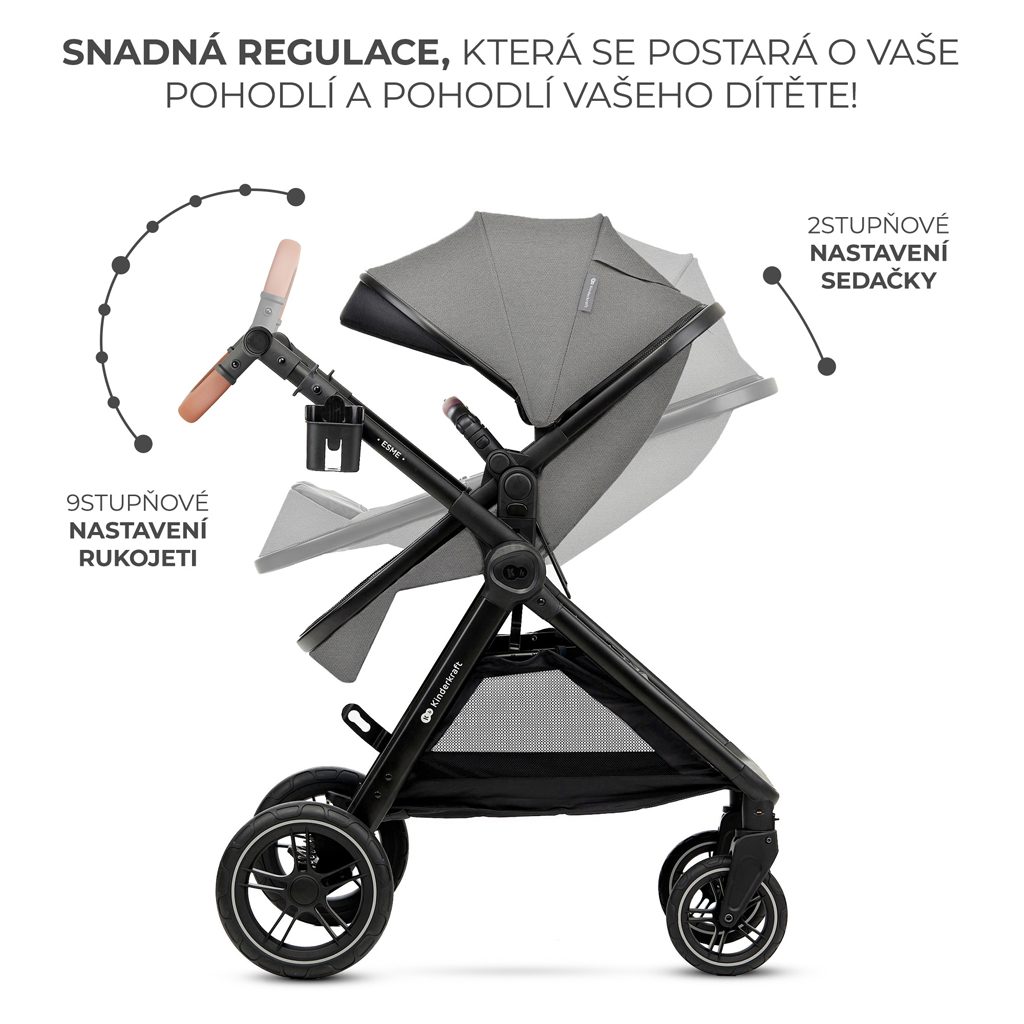 KINDERKRAFT Kočík kombinovaný 3v1 Esme Moonlight Grey – Obrázok 13