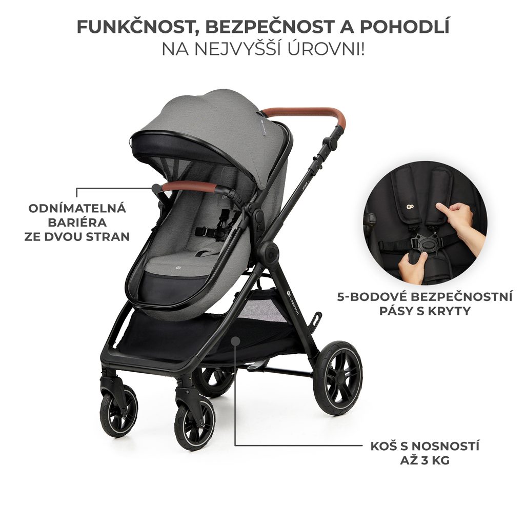 KINDERKRAFT Kočík kombinovaný 3v1 Esme Moonlight Grey – Obrázok 14