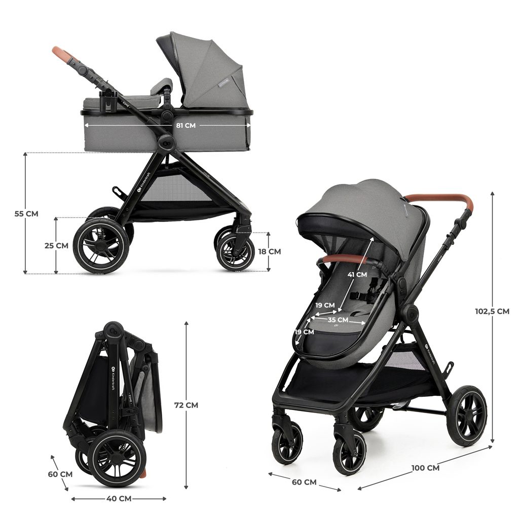 KINDERKRAFT Kočík kombinovaný 3v1 Esme Moonlight Grey – Obrázok 16