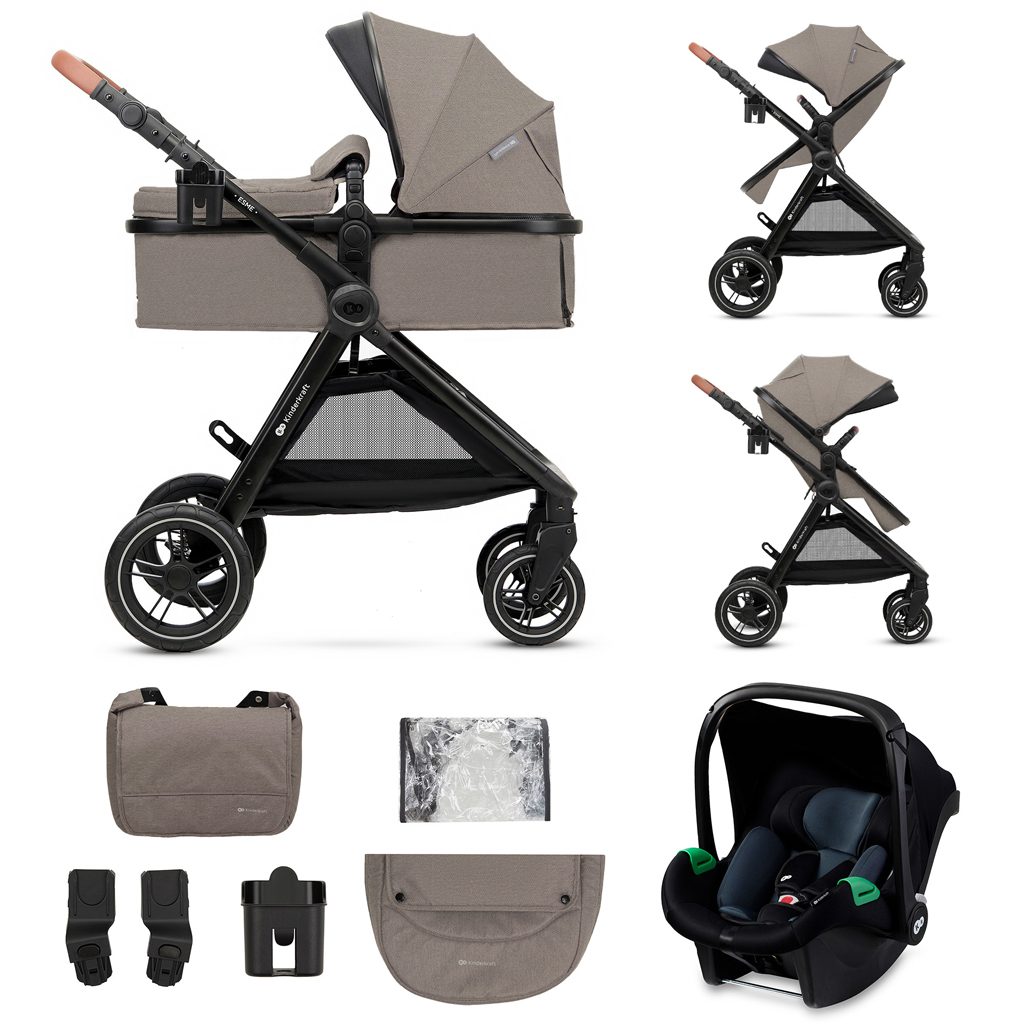 KINDERKRAFT Kočík kombinovaný 3v1 Esme Sand Beige – Obrázok 2