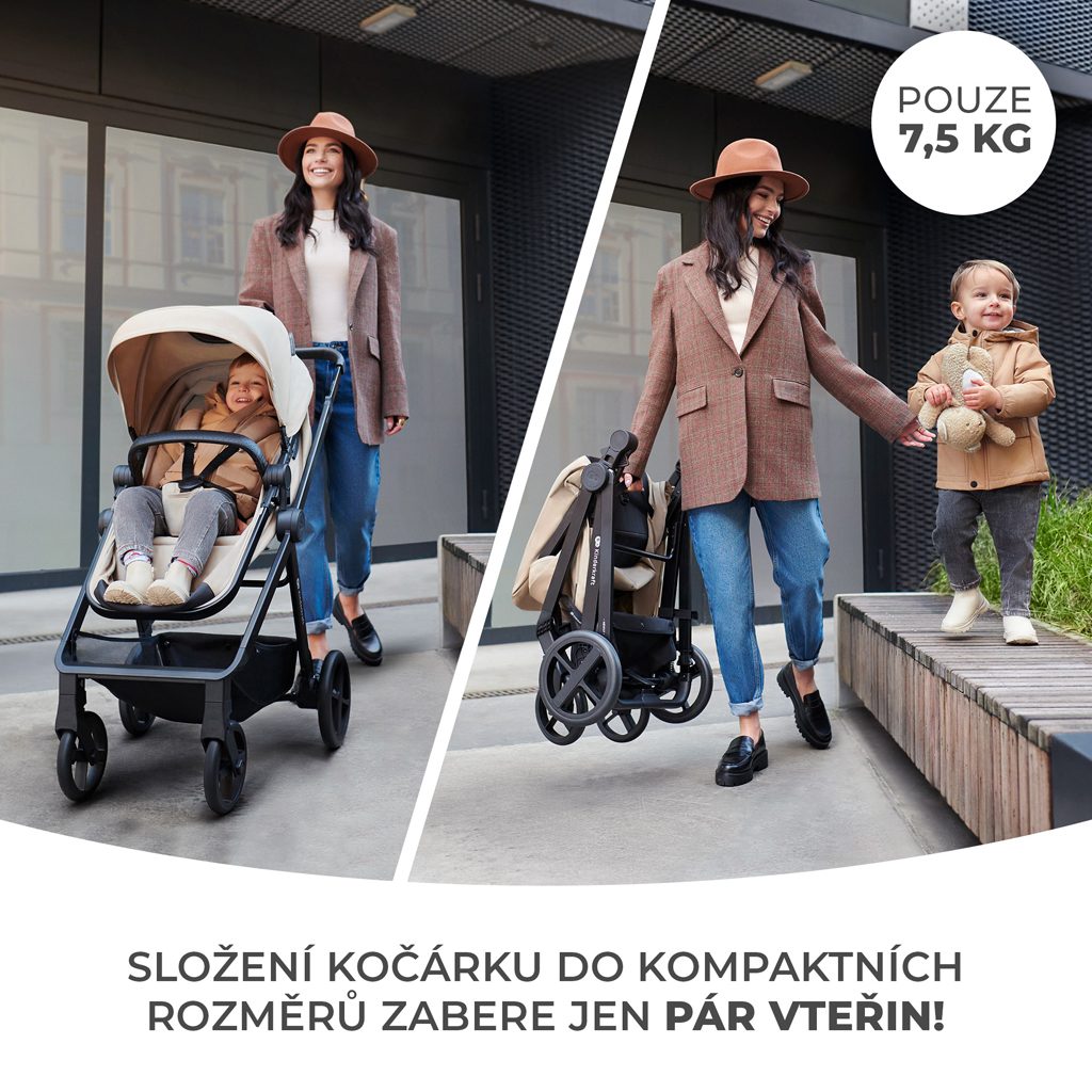 KINDERKRAFT Kočík kombinovaný 4v1 Newly Classic Grey + Mink PRO – Obrázok 4