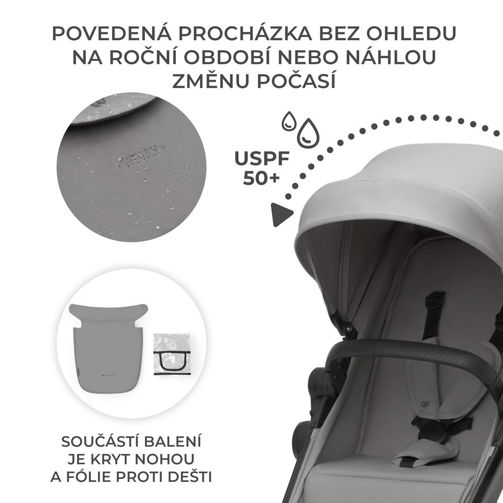 KINDERKRAFT Kočík kombinovaný 4v1 Newly Classic Grey + Mink PRO – Obrázok 7