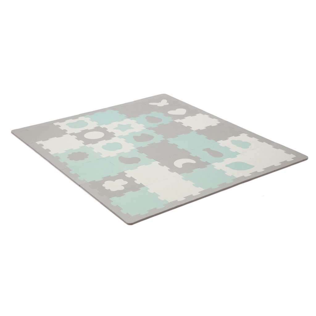 KINDERKRAFT Podložka penová puzzle Luno Shapes 185 x 165 cm Mint, 30ks, Premium – Obrázok 3