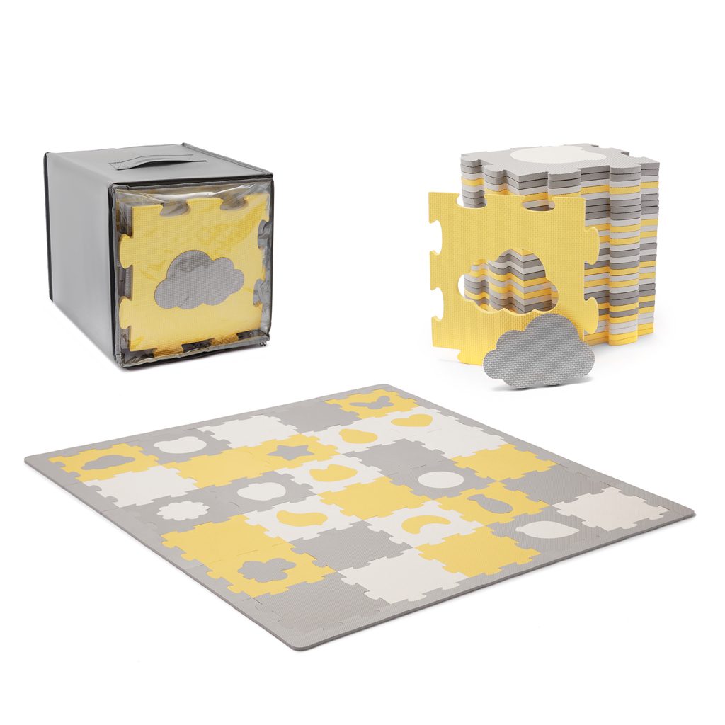 KINDERKRAFT Podložka penová puzzle Luno Shapes 185 x 165 cm Yellow, 30ks, Premium – Obrázok 2