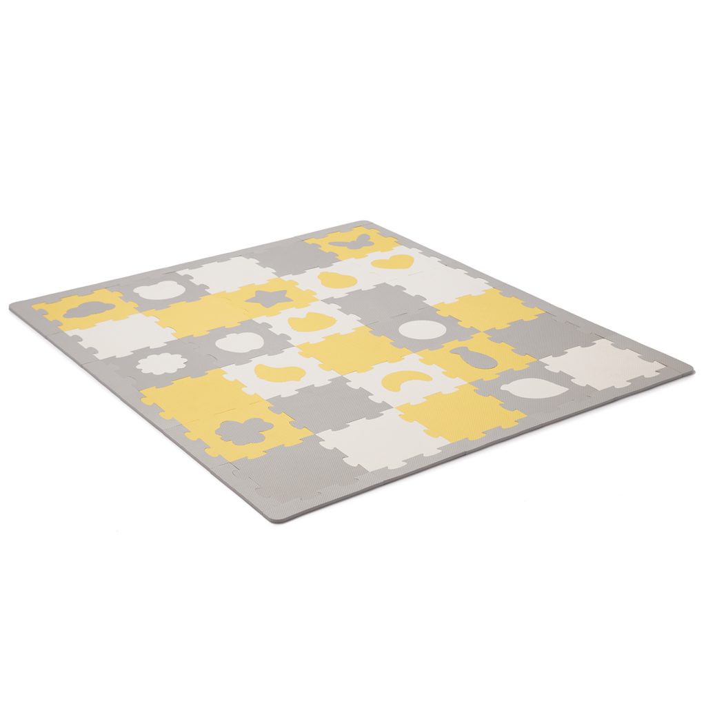 KINDERKRAFT Podložka penová puzzle Luno Shapes 185 x 165 cm Yellow, 30ks, Premium – Obrázok 3