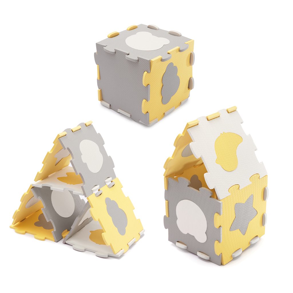 KINDERKRAFT Podložka penová puzzle Luno Shapes 185 x 165 cm Yellow, 30ks, Premium – Obrázok 6