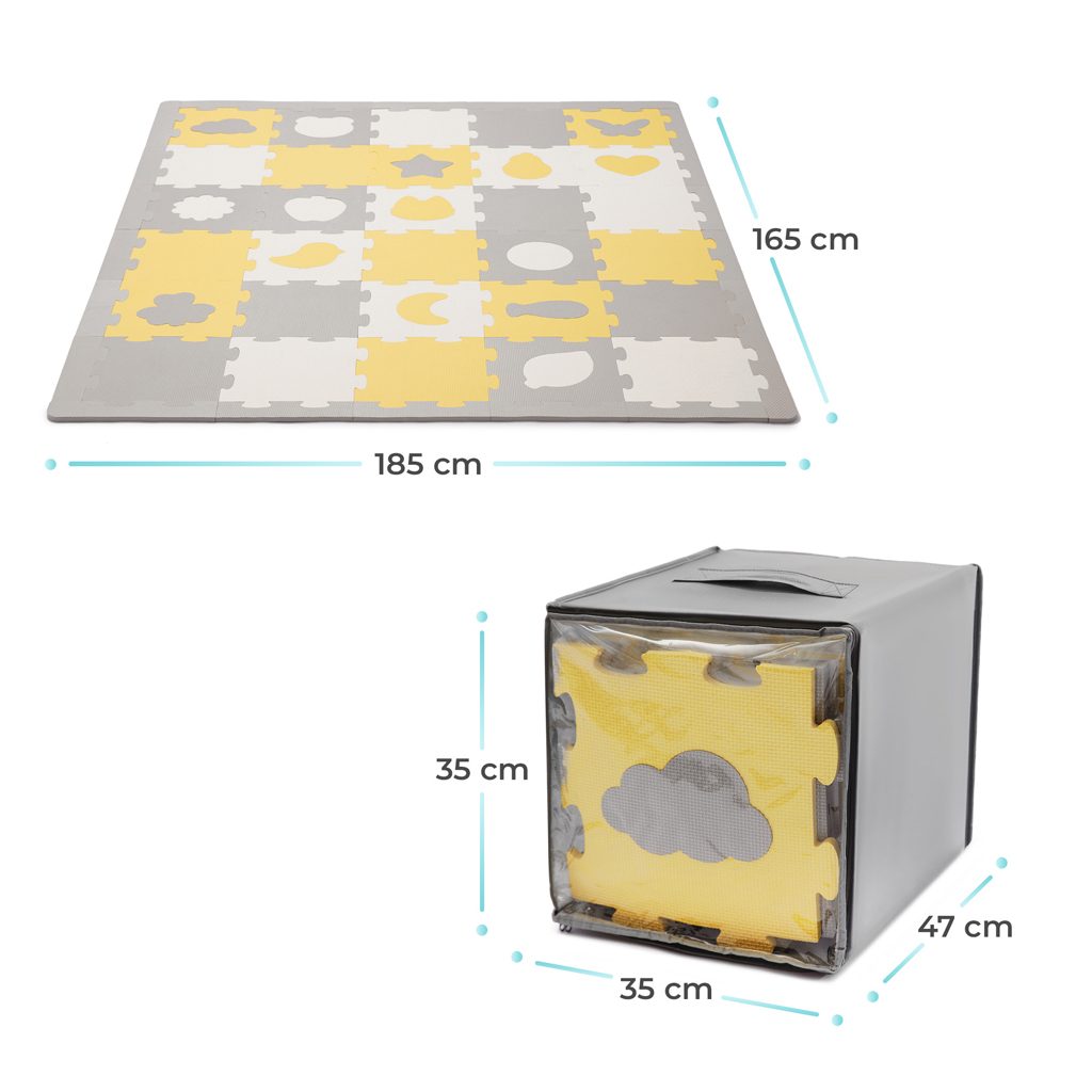 KINDERKRAFT Podložka penová puzzle Luno Shapes 185 x 165 cm Yellow, 30ks, Premium – Obrázok 7