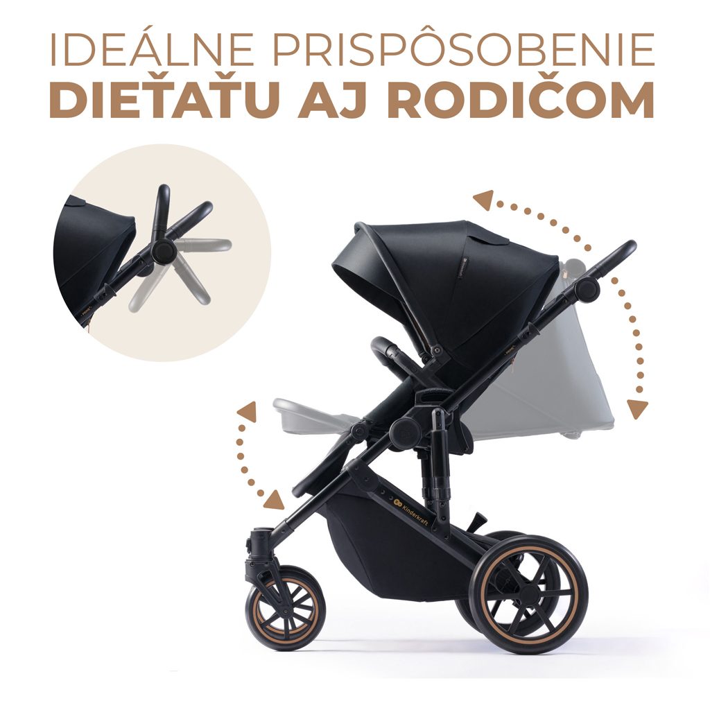 KINDERKRAFT SELECT Kočík kombinovaný 3v1 Prime 2 Venezian Black, Premium – Obrázok 8