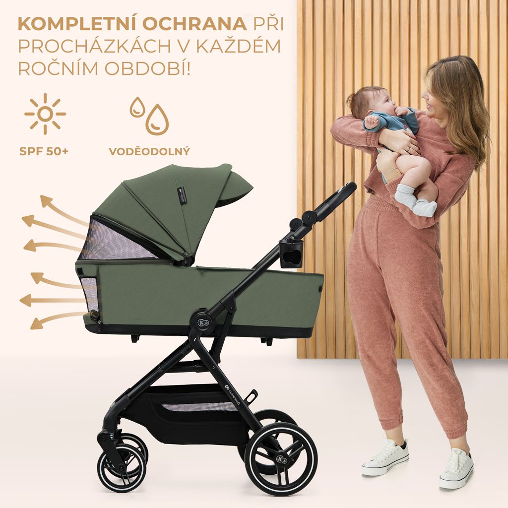 KINDERKRAFT SELECT Kočík kombinovaný Yoxi 2v1 Mystic Green – Obrázok 7