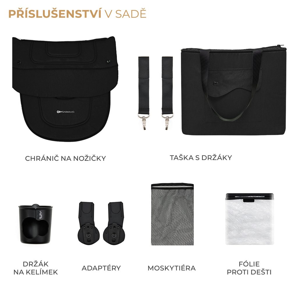 KINDERKRAFT SELECT Kočík kombinovaný Yoxi 2v1 Pure Black – Obrázok 12