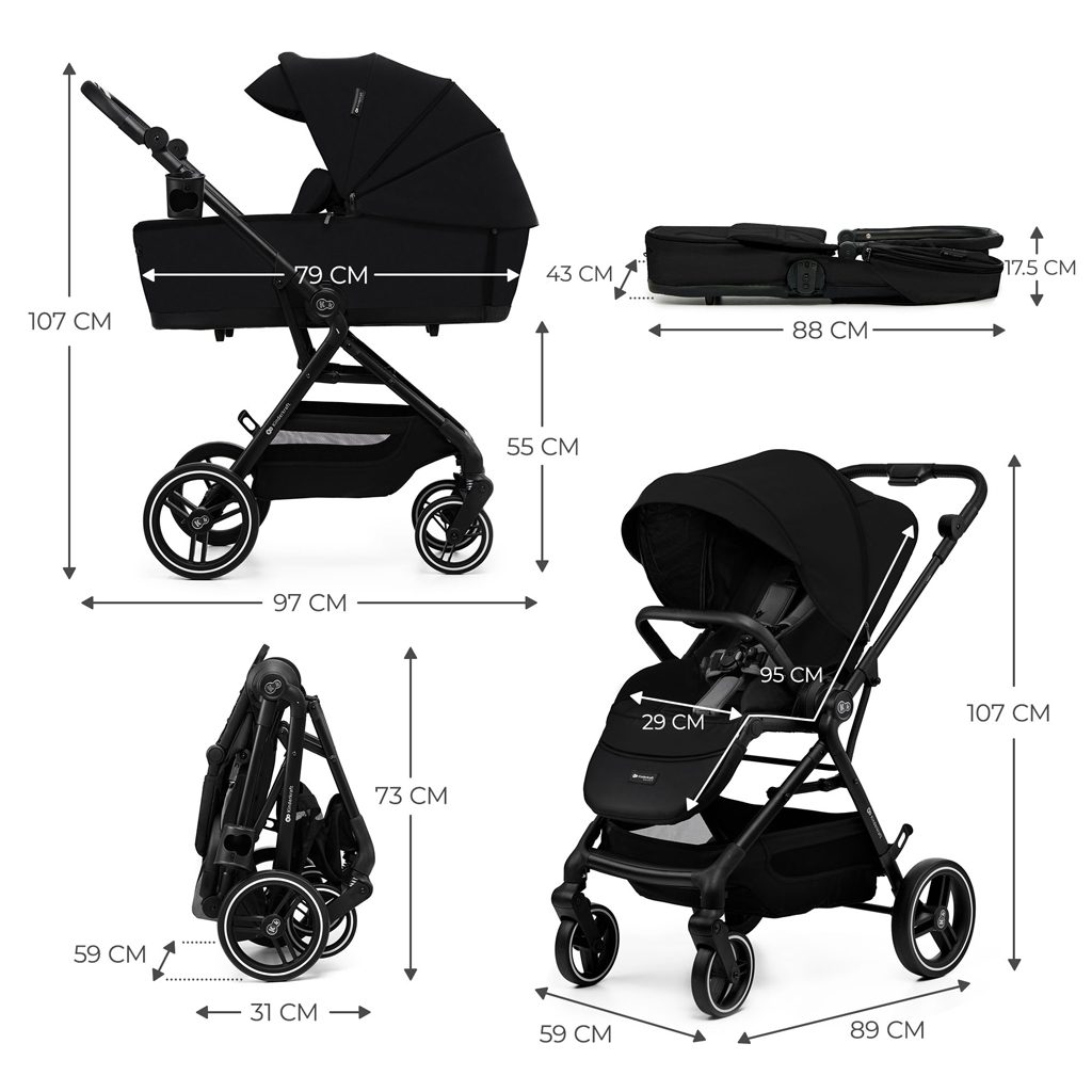 KINDERKRAFT SELECT Kočík kombinovaný Yoxi 2v1 Pure Black – Obrázok 13