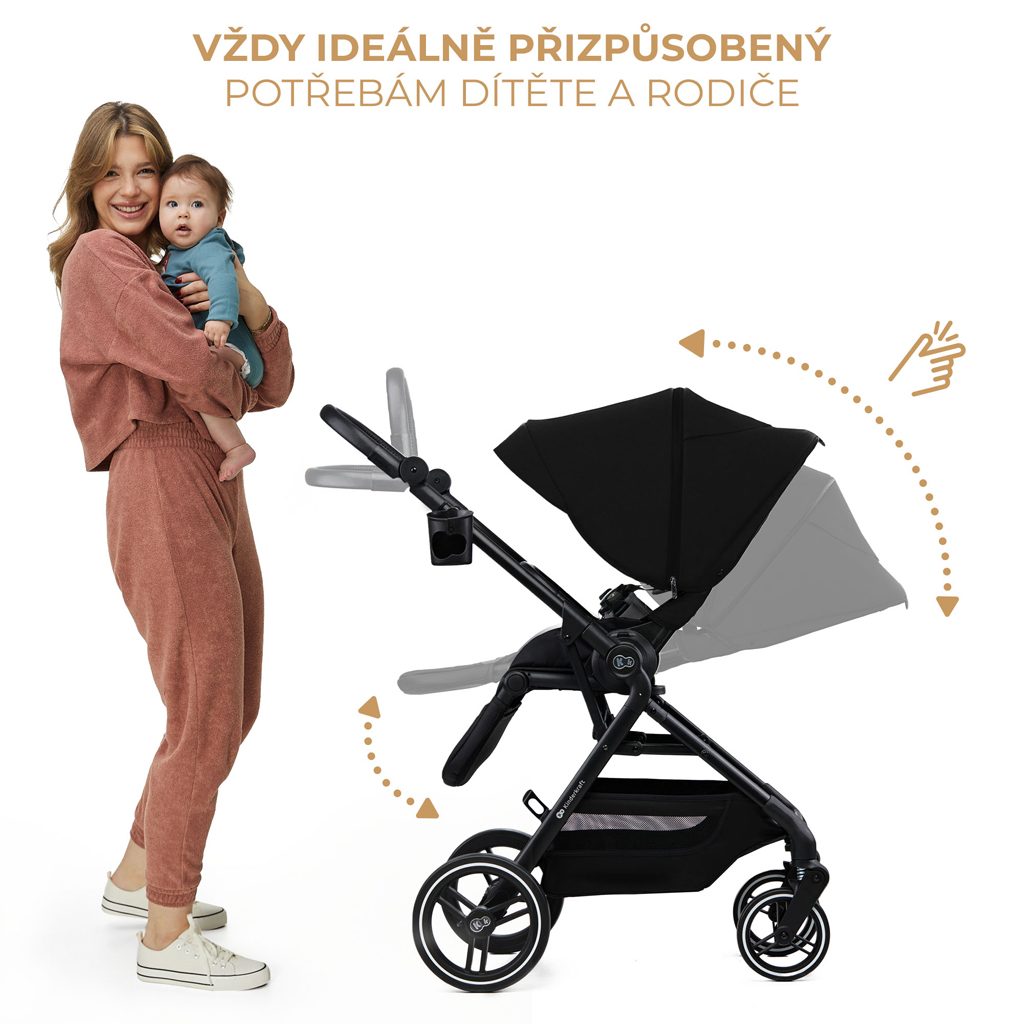 KINDERKRAFT SELECT Kočík kombinovaný Yoxi 2v1 Pure Black – Obrázok 8