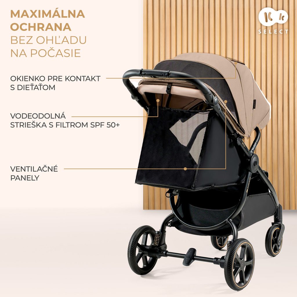 KINDERKRAFT SELECT Kočík športový Mitzy Linen Beige – Obrázok 14