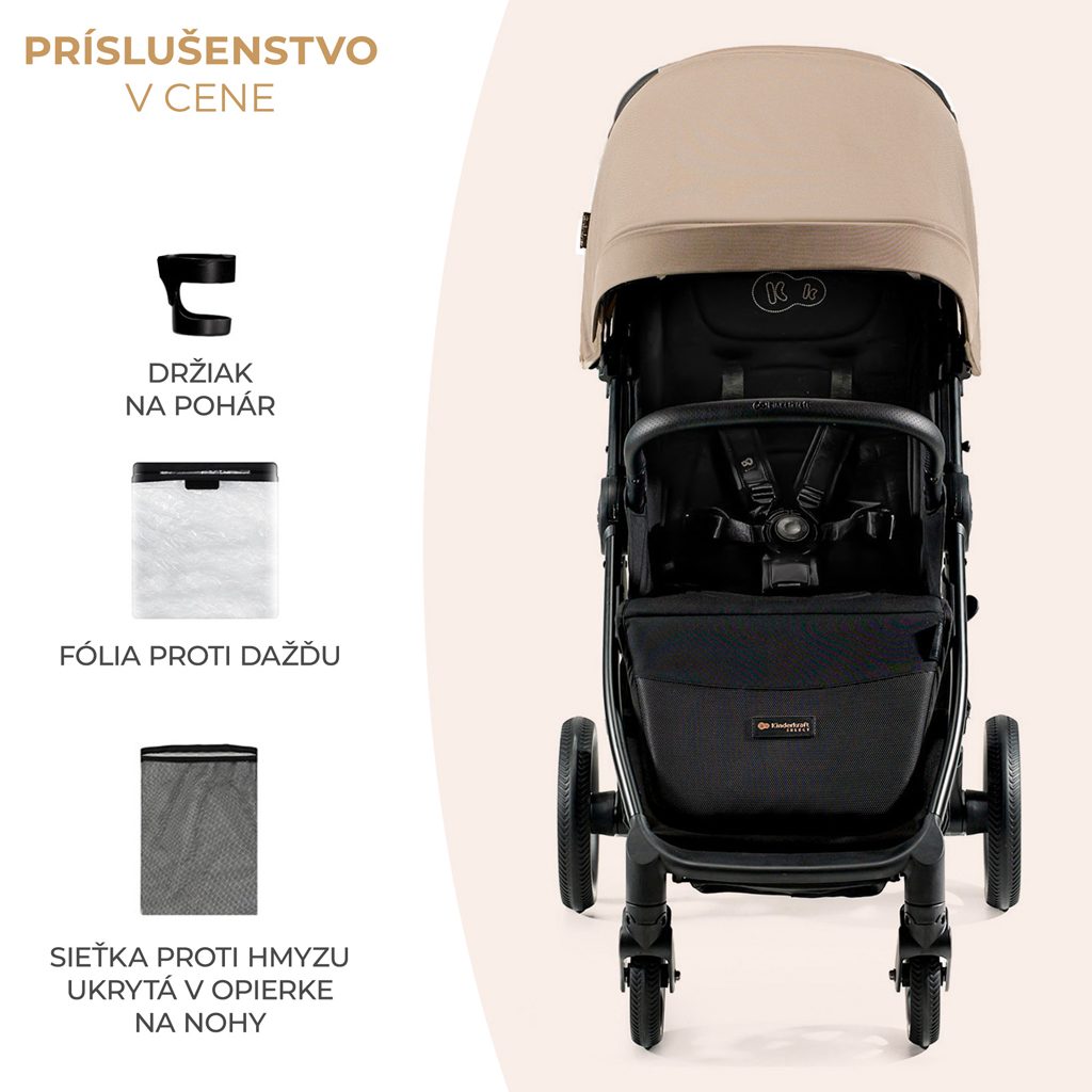 KINDERKRAFT SELECT Kočík športový Mitzy Linen Beige – Obrázok 15