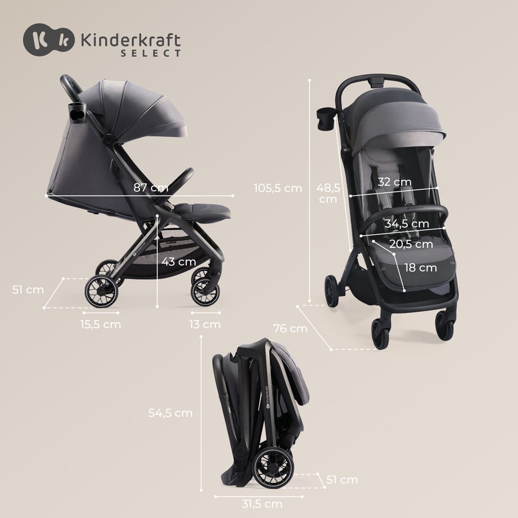 KINDERKRAFT SELECT Kočík športový Nubi 2 Cloudy Grey – Obrázok 25