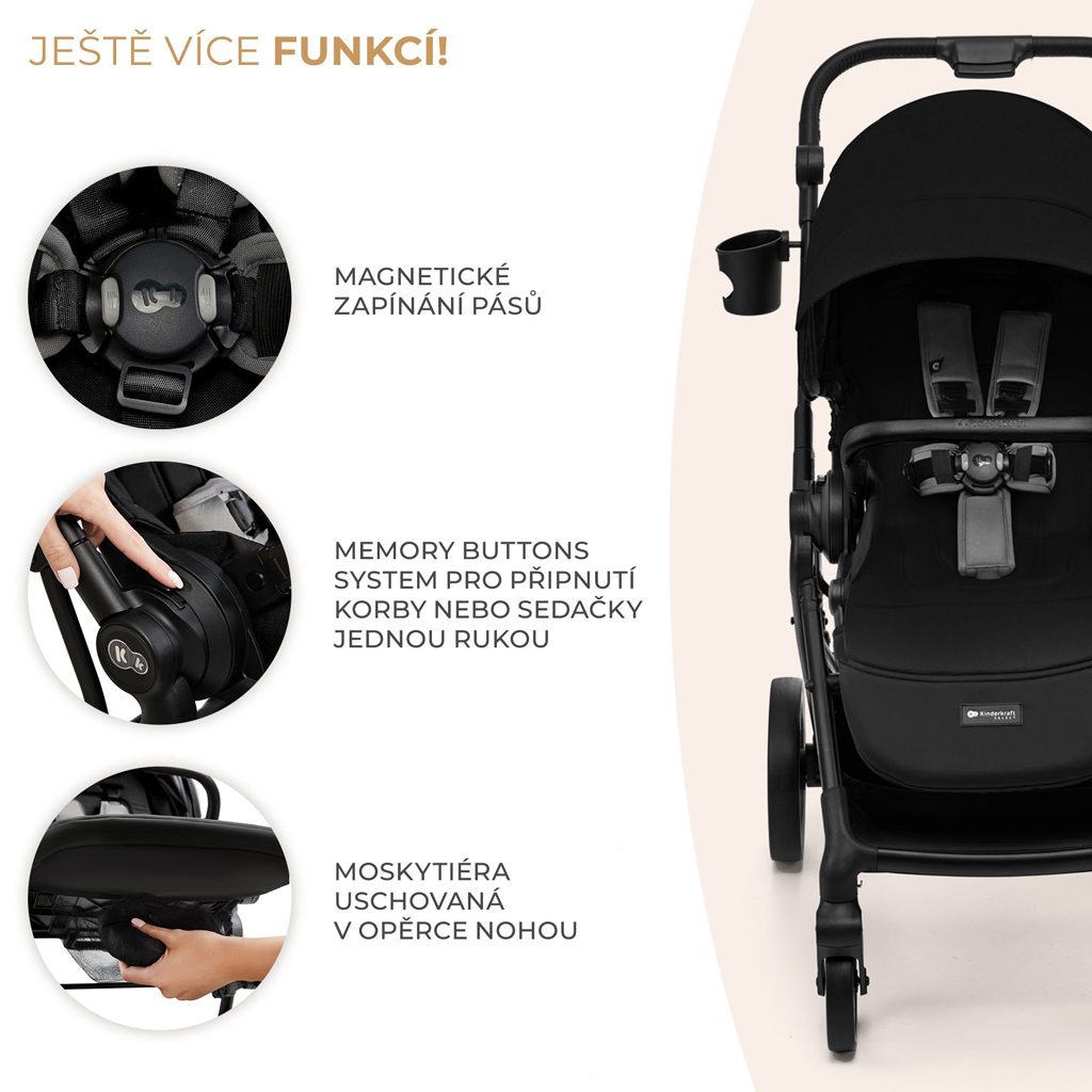 KINDERKRAFT SELECT Kočík športový Yoxi Pure Black – Obrázok 10