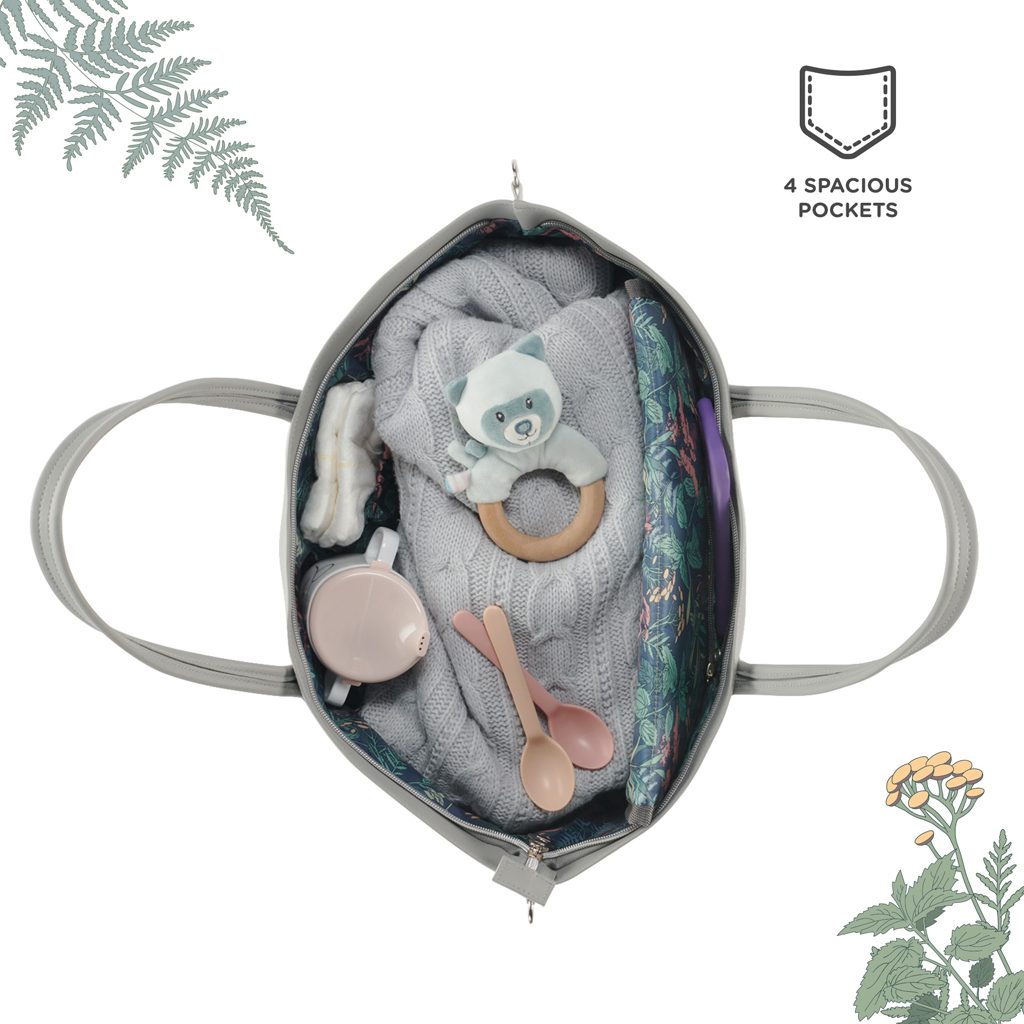 KINDERKRAFT SELECT Taška prebaľovacia Treasurebag Light Grey Nature Vibes, Premium – Obrázok 10