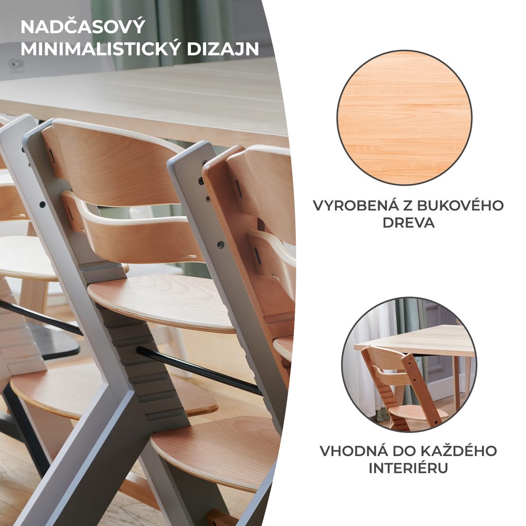 KINDERKRAFT Stolička jedálenská Enock Grey – Obrázok 14