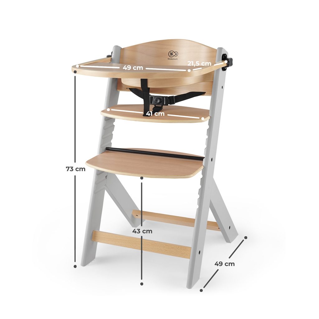 KINDERKRAFT Stolička jedálenská Enock Grey wooden, Premium – Obrázok 15
